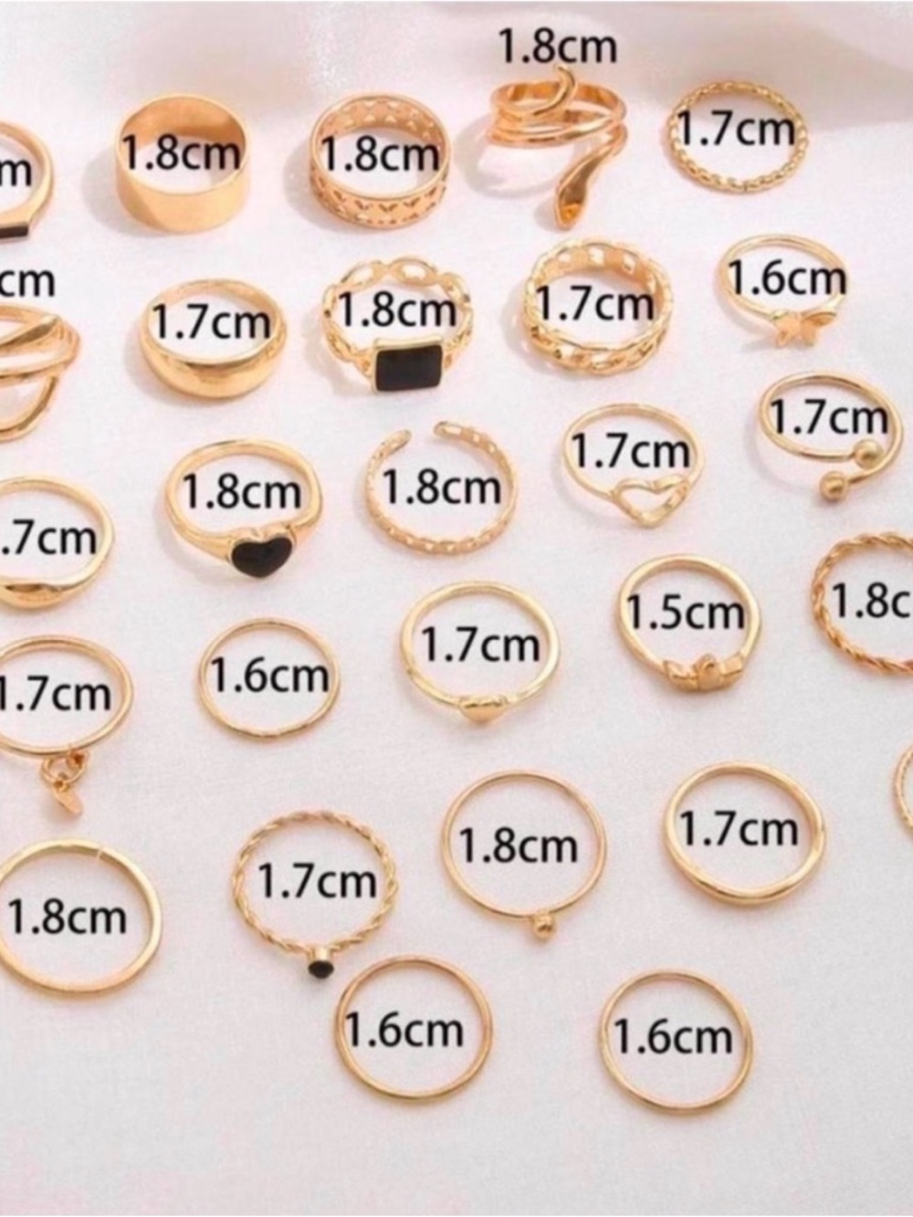 Gold Plated Stackable Ring Set
- Stainless Steel, Black Enamel Accents - Picture 2 of 3